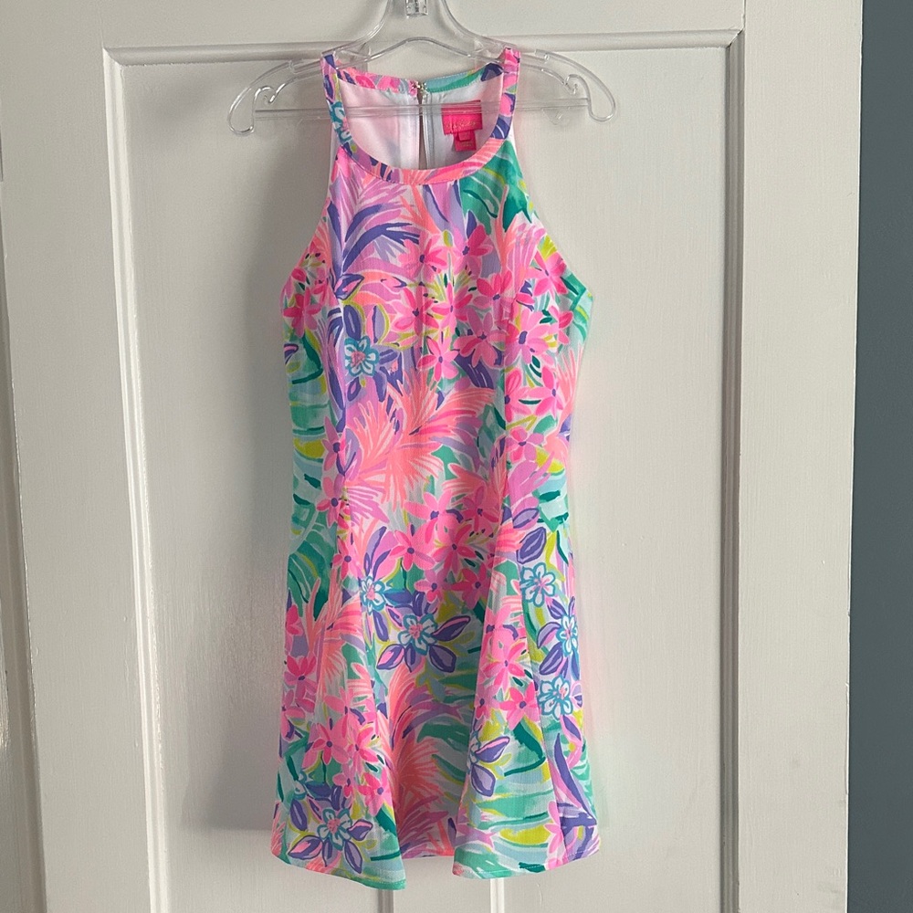 Lilly Pulitzer Pink and Green Floral Kids Dress